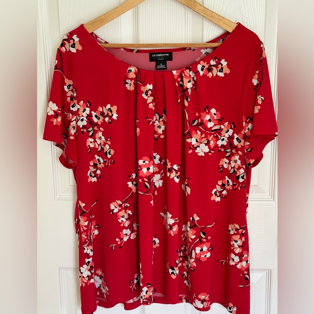 Liz Claiborne Career Woman Pleated Blouse 1X